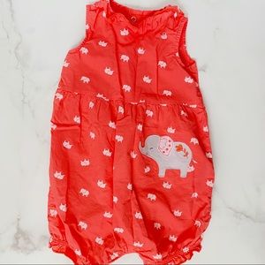 Infant Girls Peach Elephant Romper - Carter’s- 18m